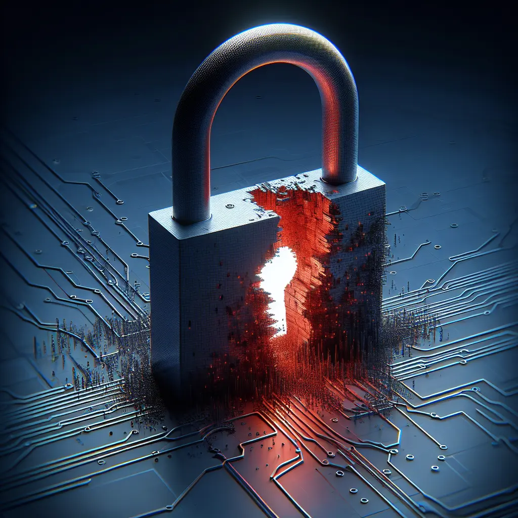 Illustration of a breached lock, symbolizing AT&T's data breach impacting millions