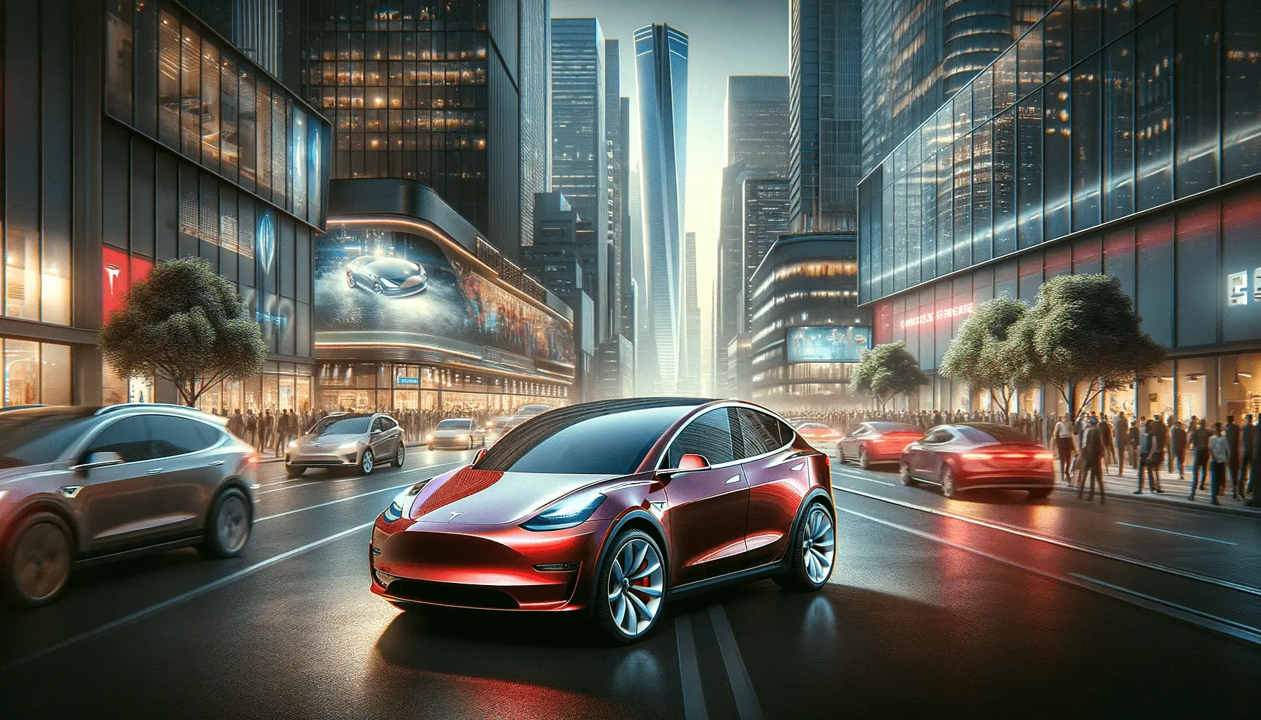 Tesla Model Y in a modern urban environment